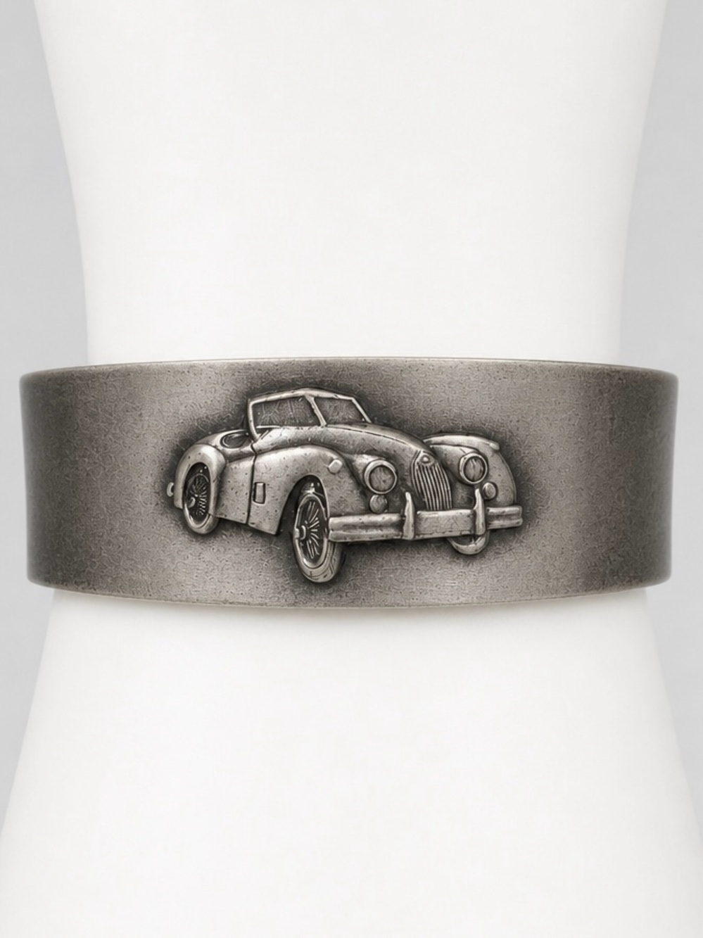 Vtg Darkened Silver‑Tone Classic Car Cuff Bracelet – Kids or XS Adult Wrist - Picture 3 of 10